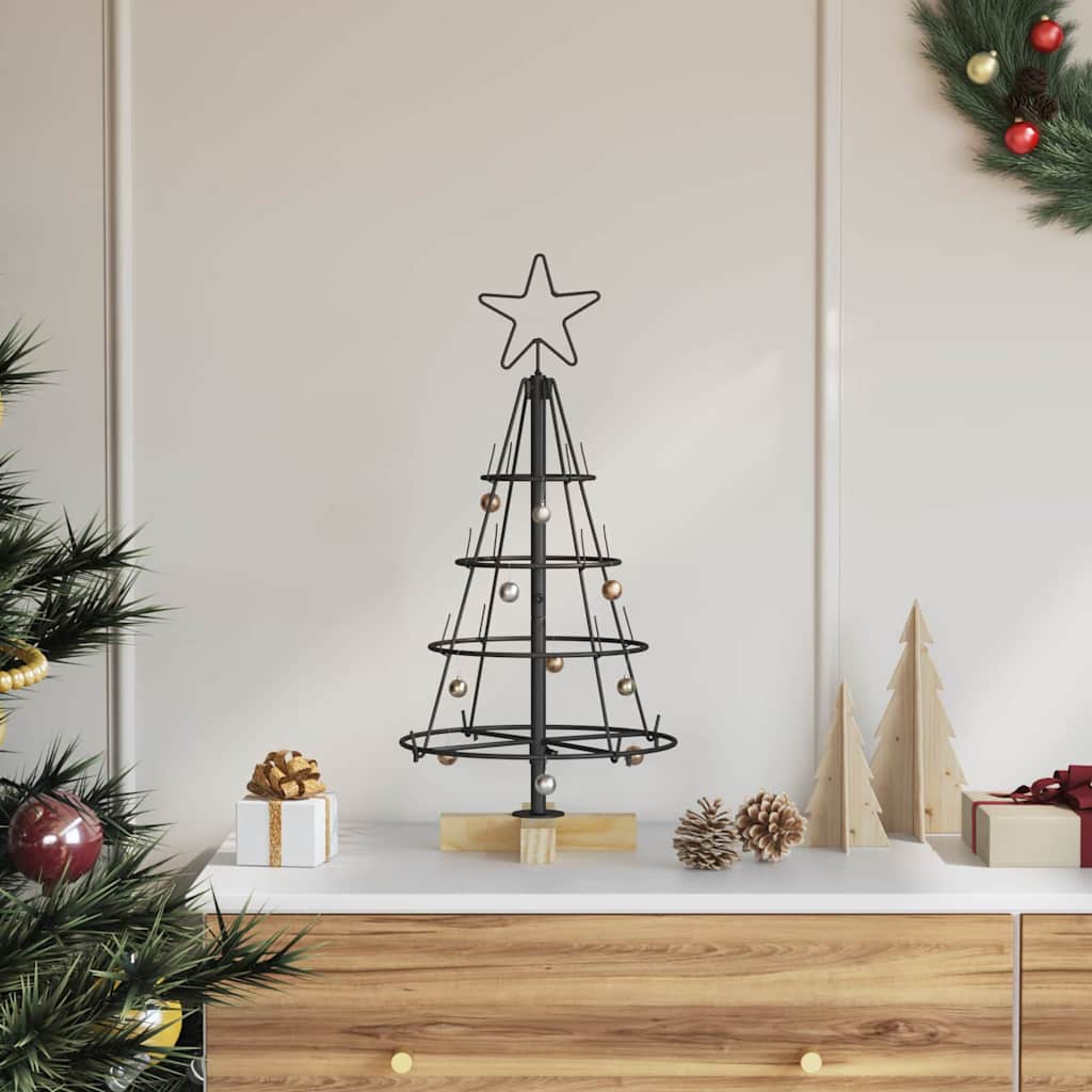 FLIXNOR Christmas Cone Tree with Stand Black 60 cm Steel