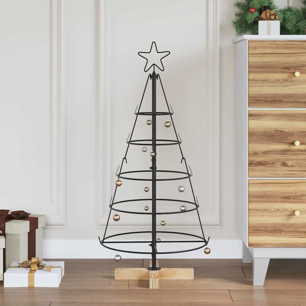FLIXNOR Christmas Cone Tree with Stand Black 90 cm Steel