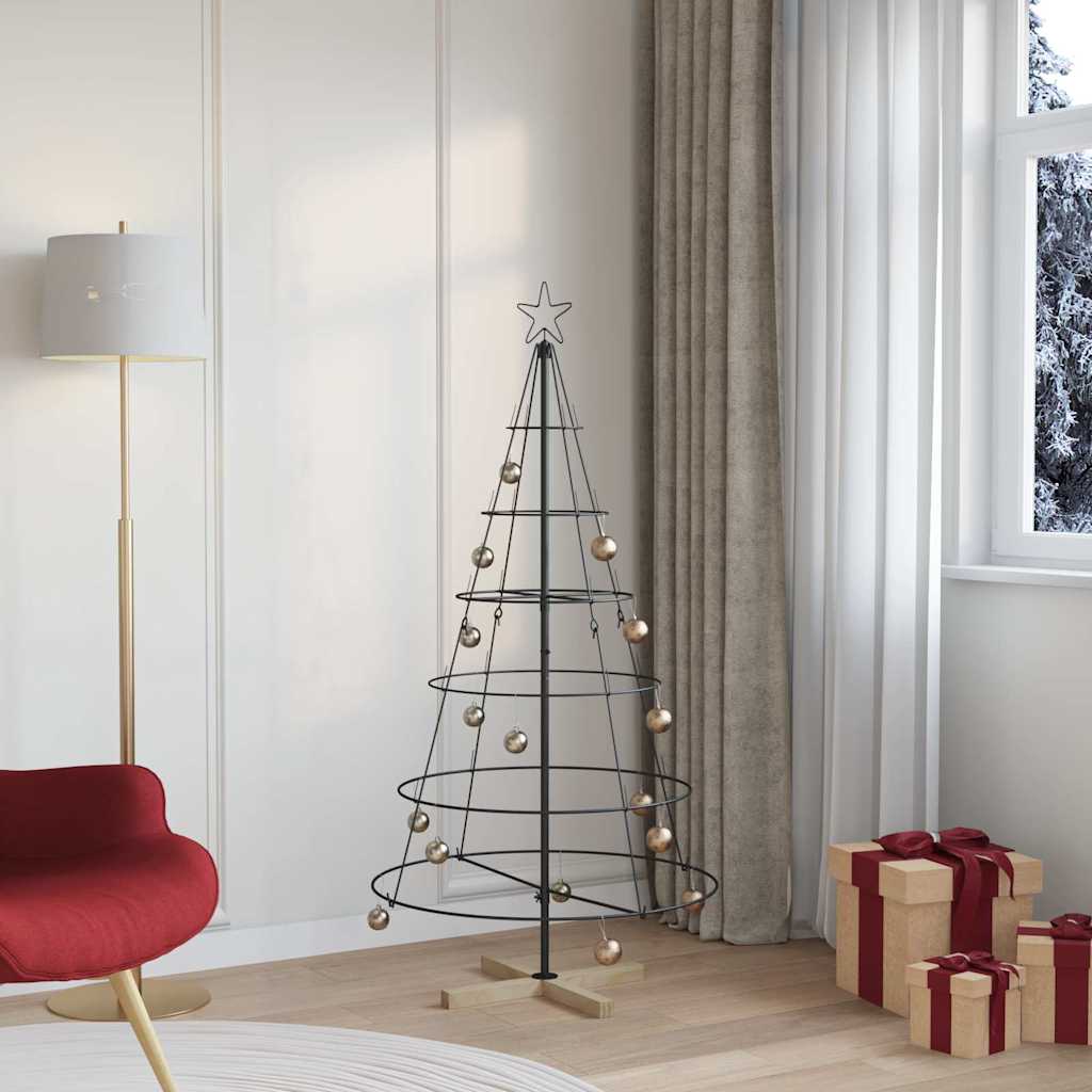 FLIXNOR Christmas Cone Tree with Stand Black 150 cm Steel