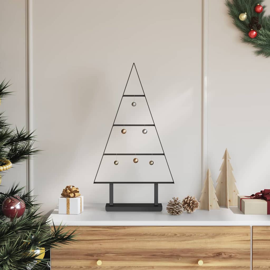 FLIXNOR Metal Christmas Tree with Stand Black 60 cm Steel