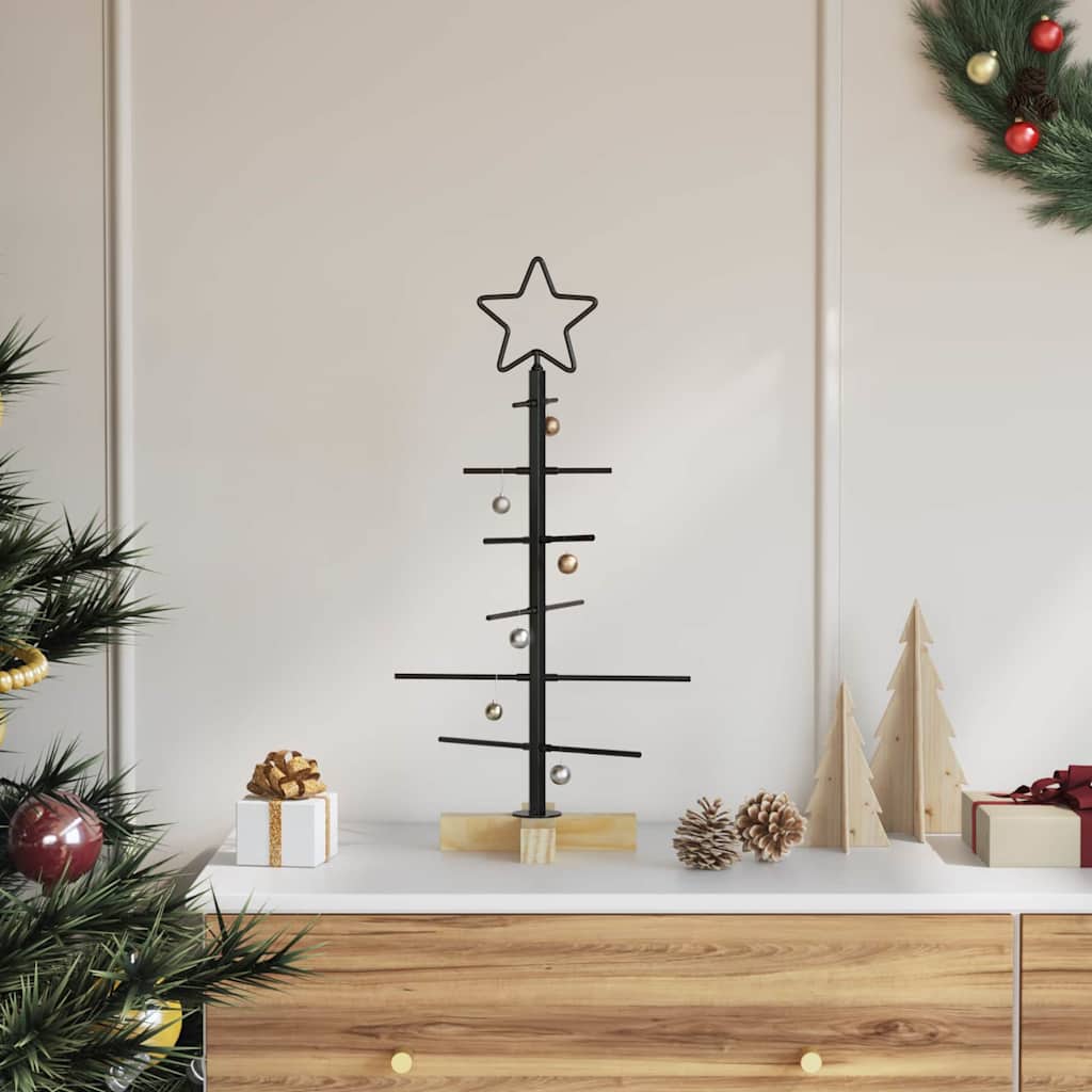 FLIXNOR Metal Christmas Tree with Stand Black 60 cm Powder-coated steel