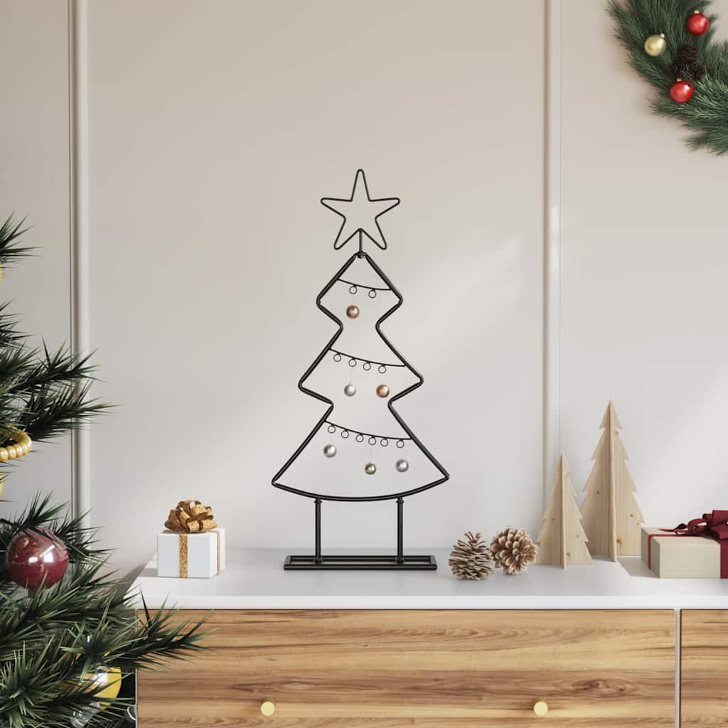 FLIXNOR Metal Christmas Tree with Stand Black 60 cm Steel