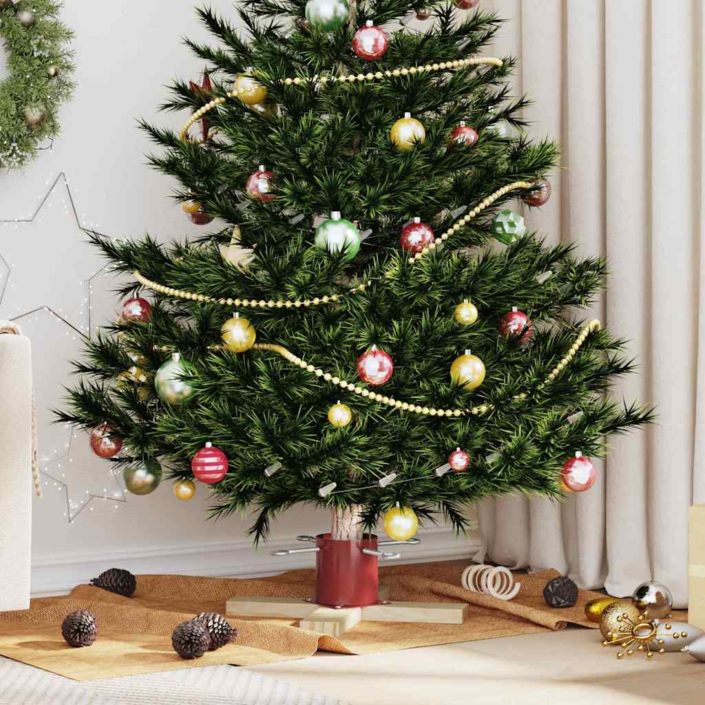 FLIXNOR Christmas Tree Stand 1.73 Red 50 x 50 x 16 cm Solid Pine Wood