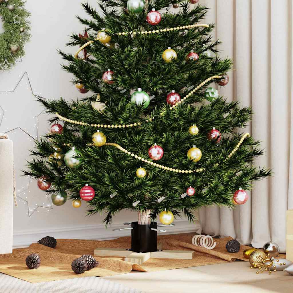 FLIXNOR Christmas Tree Stand 1.73 Black 50 x 50 x 16 cm Solid Pine Wood