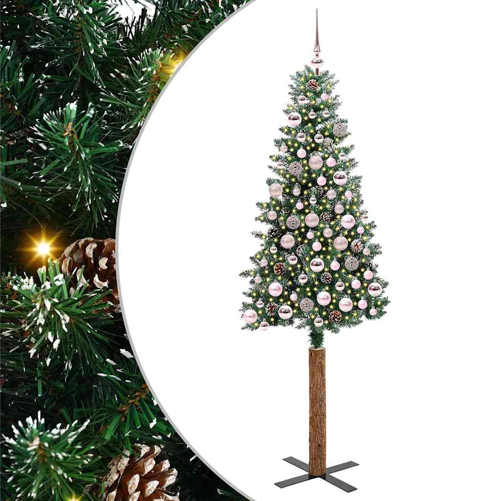 CLOVYN Slim Christmas Tree with 300 LEDs Green and White 180 cm