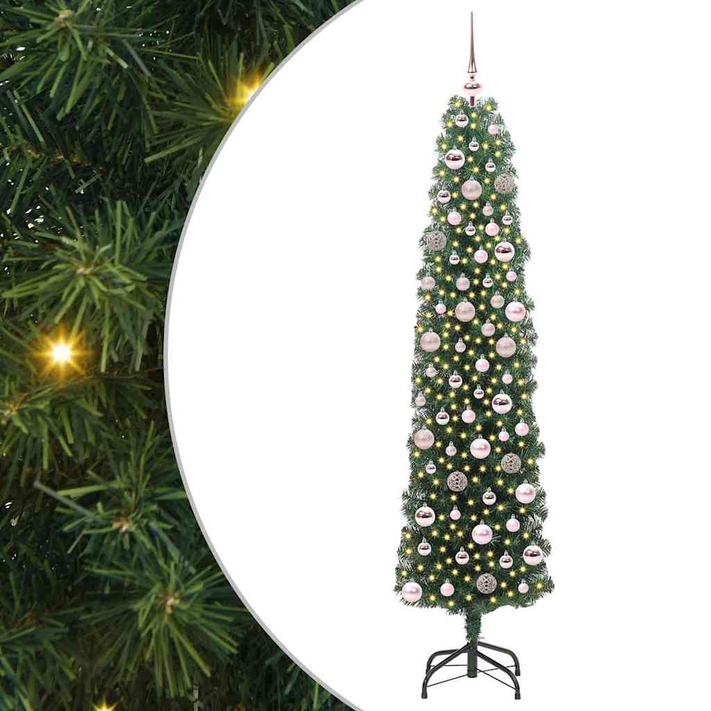CLOVYN Artificial Christmas Tree with 300 LEDs with Stand Green 180 cm
