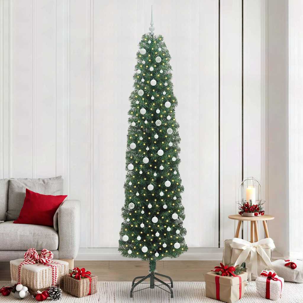 CLOVYN Artificial Christmas Tree with 300 LEDs with Stand Green 240 cm