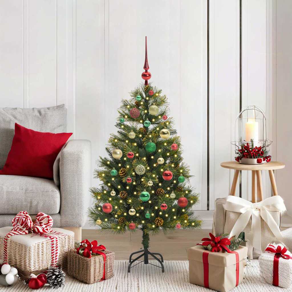 EVERIS Artificial Hinged Christmas Tree with Cones Green 120 cm