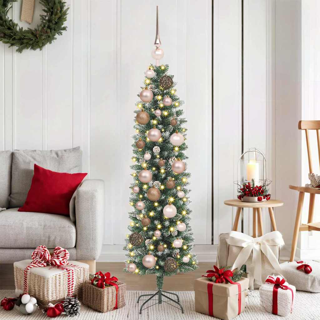 EMVER Artificial Slim Christmas Tree with 150 LEDs Green 120 cm