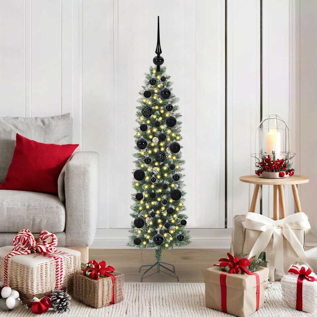 EMVER Artificial Slim Christmas Tree Green and white 120 cm