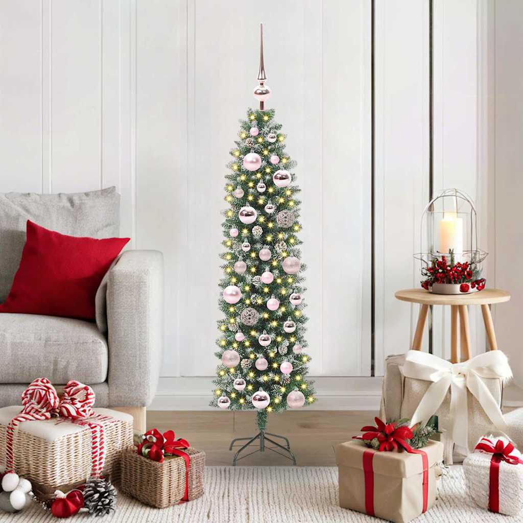EMVER Artificial Slim Christmas Tree Green and white 120 cm