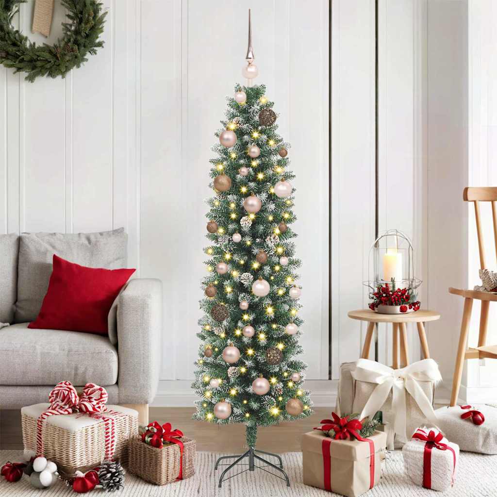 EMVER Artificial Slim Christmas Tree with 150 LEDs Green 150 cm
