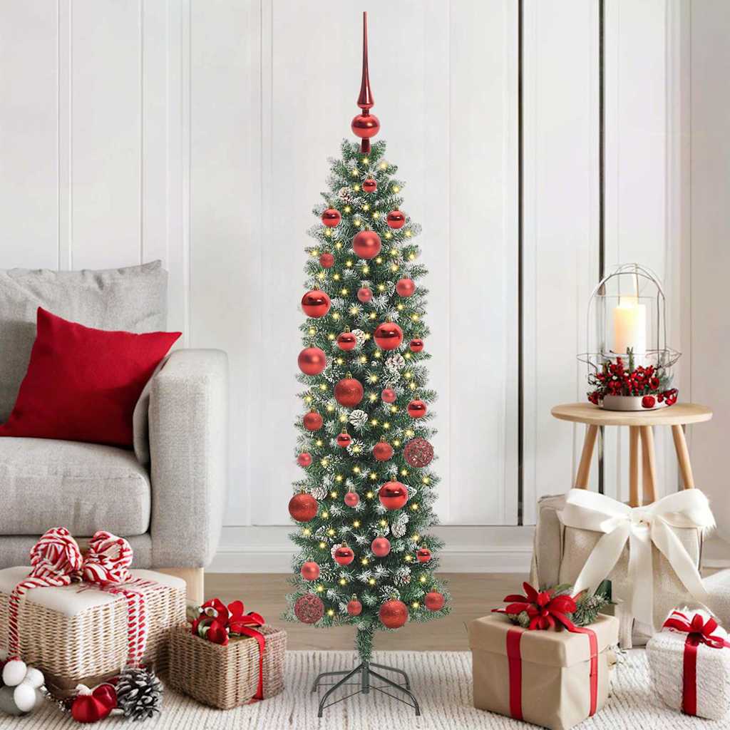 EMVER Artificial Slim Christmas Tree Green and white 150 cm