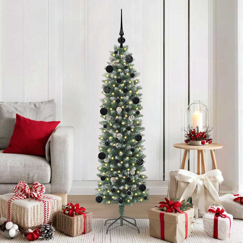 EMVER Artificial Slim Christmas Tree Green and white 150 cm