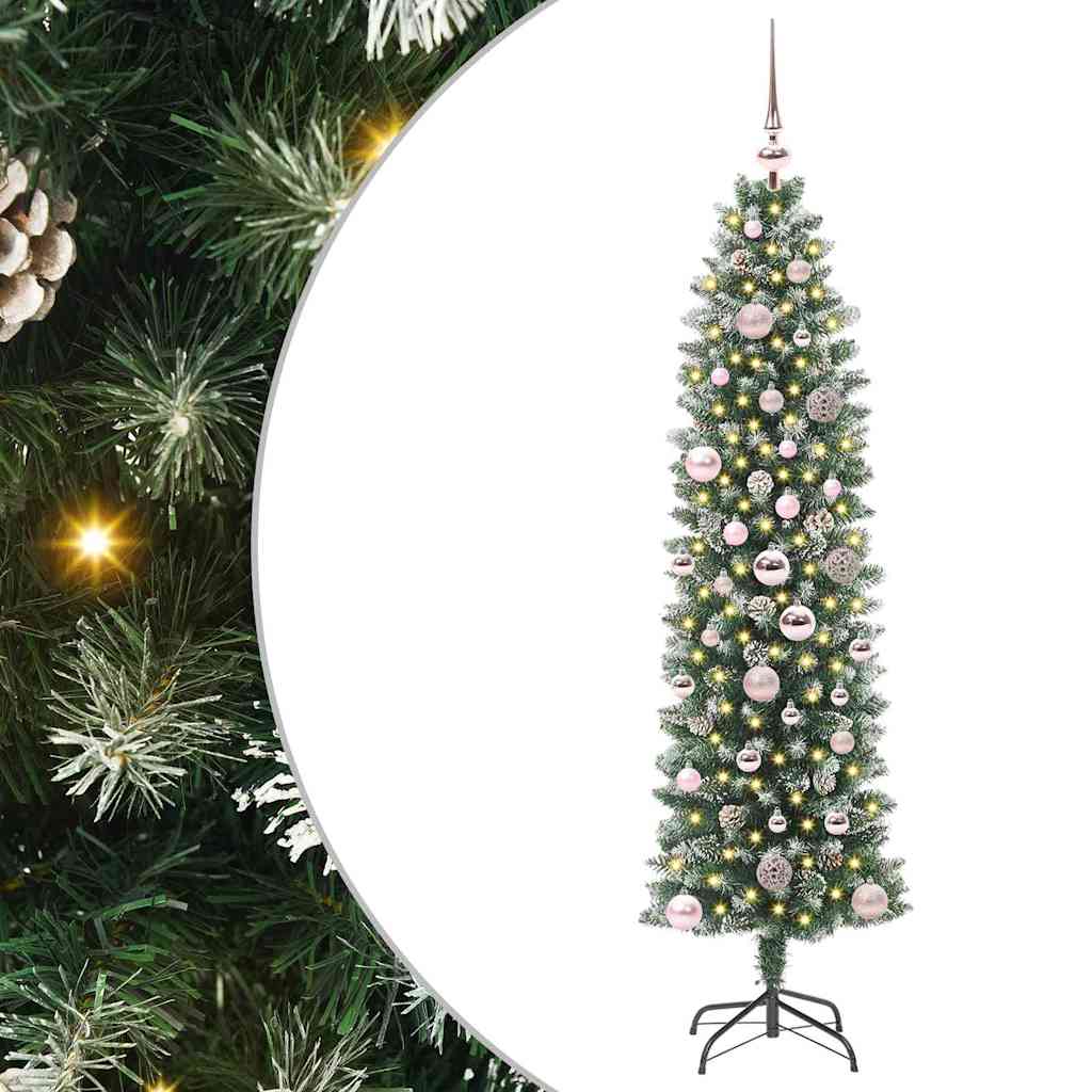 EMVER Artificial Slim Christmas Tree Green and white 150 cm