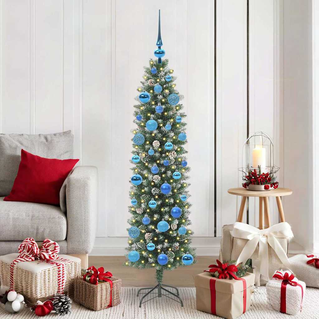 EMVER Artificial Slim Christmas Tree Green and white 150 cm