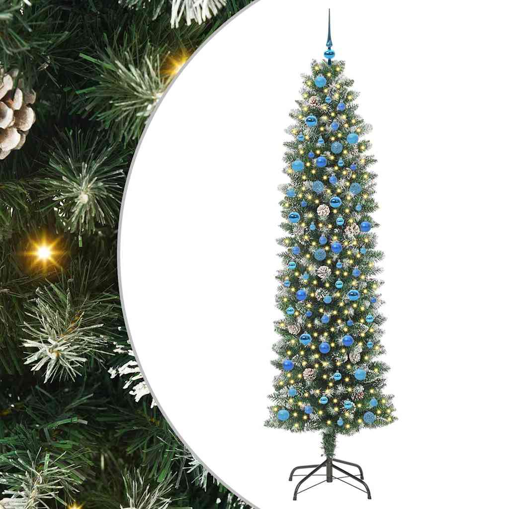 COSMER Artificial Slim Christmas Tree Green and white 240 cm