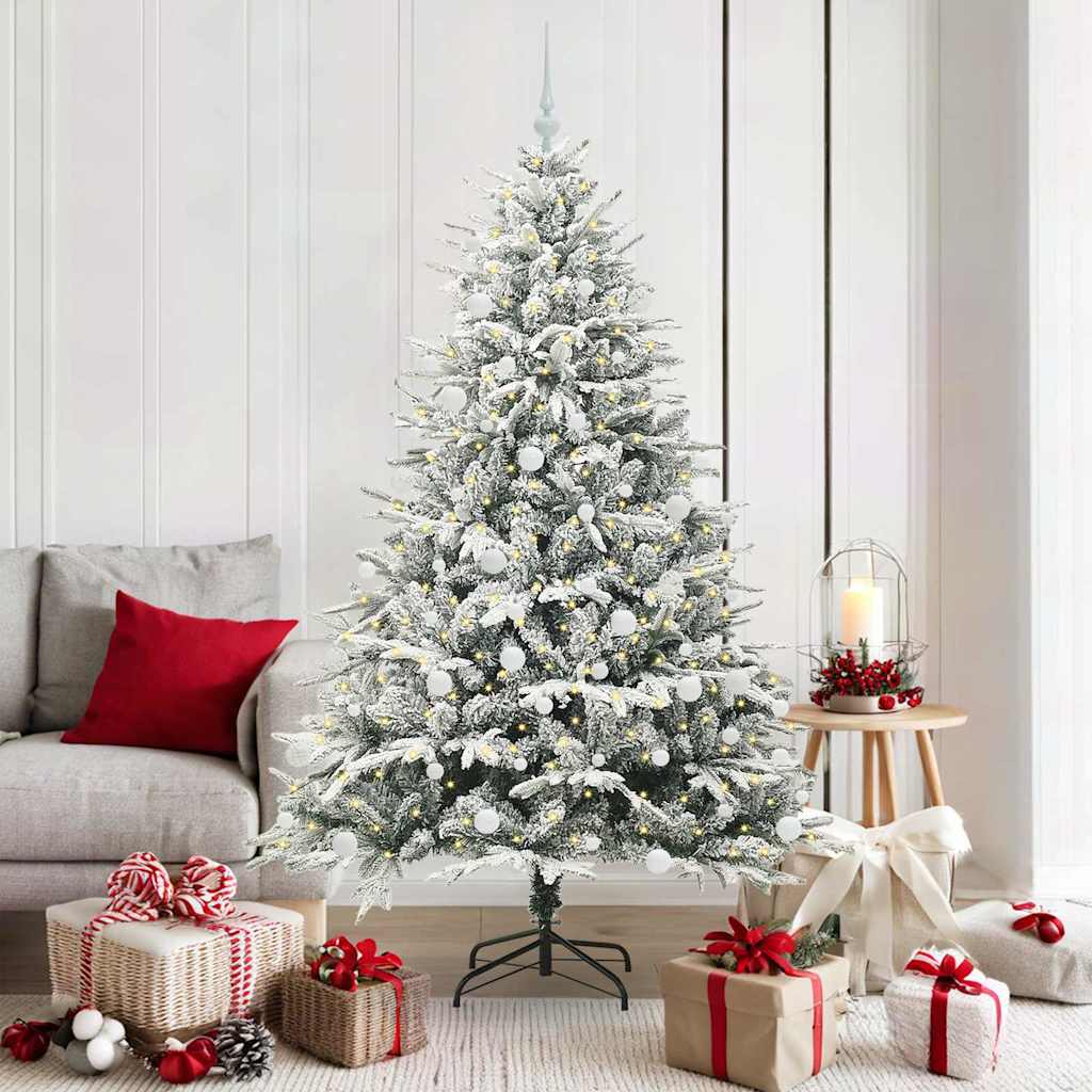 FELWIN Artificial Pre-lit Christmas Tree with Ball Set Green 180 cm