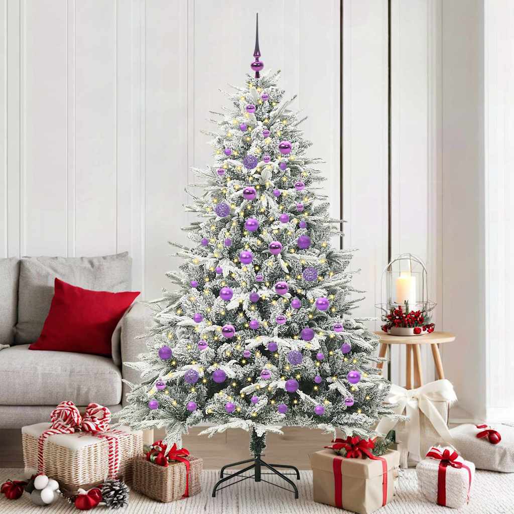 FELWIN Artificial Pre-lit Christmas Tree with Ball Set Green 180 cm