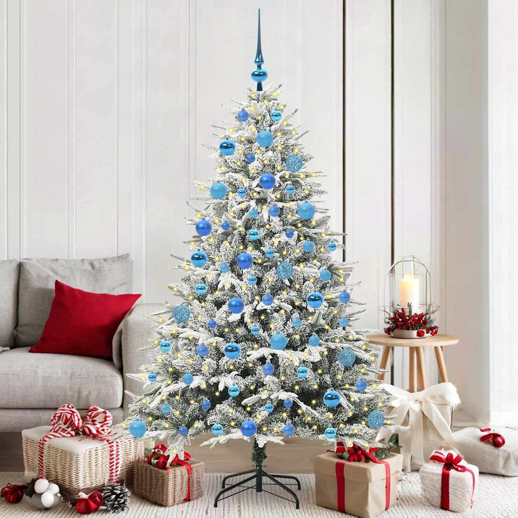 FELWIN Artificial Pre-lit Christmas Tree with Ball Set Green 180 cm