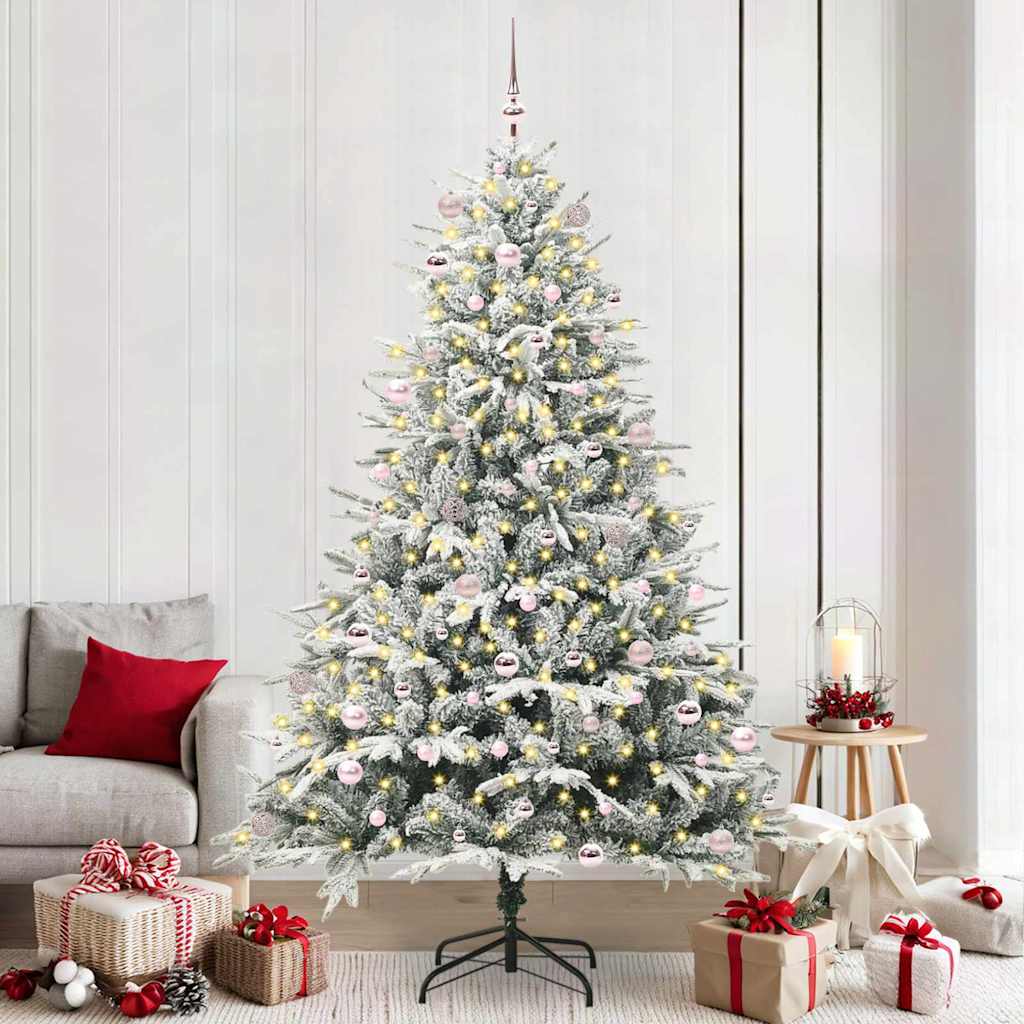 FELWIN Artificial Pre-lit Christmas Tree with Ball Set Green 240 cm