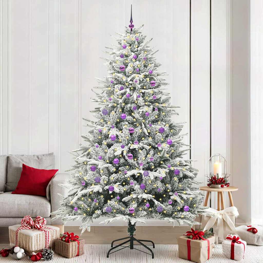 FELWIN Artificial Pre-lit Christmas Tree with Ball Set Green 240 cm