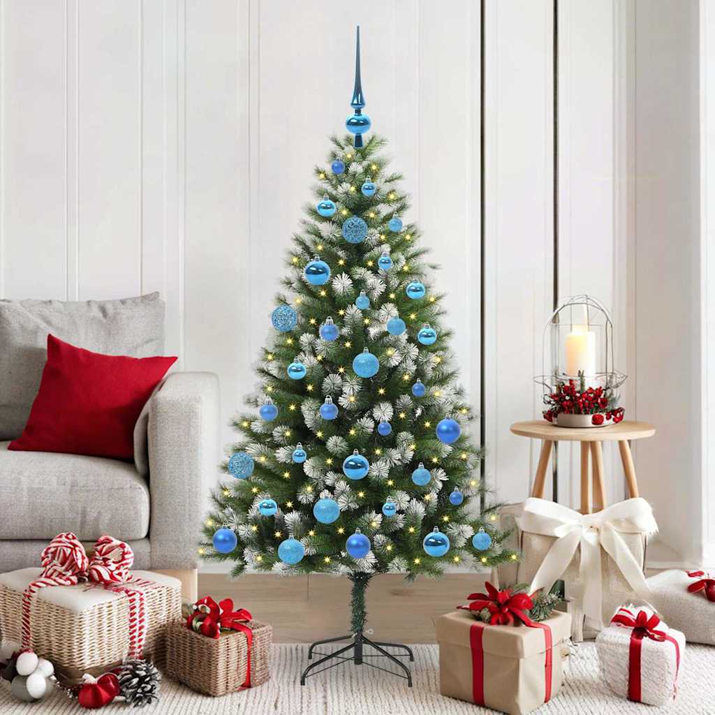 FELWIN Artificial Hinged Christmas Tree with Flocked Snow 150 cm