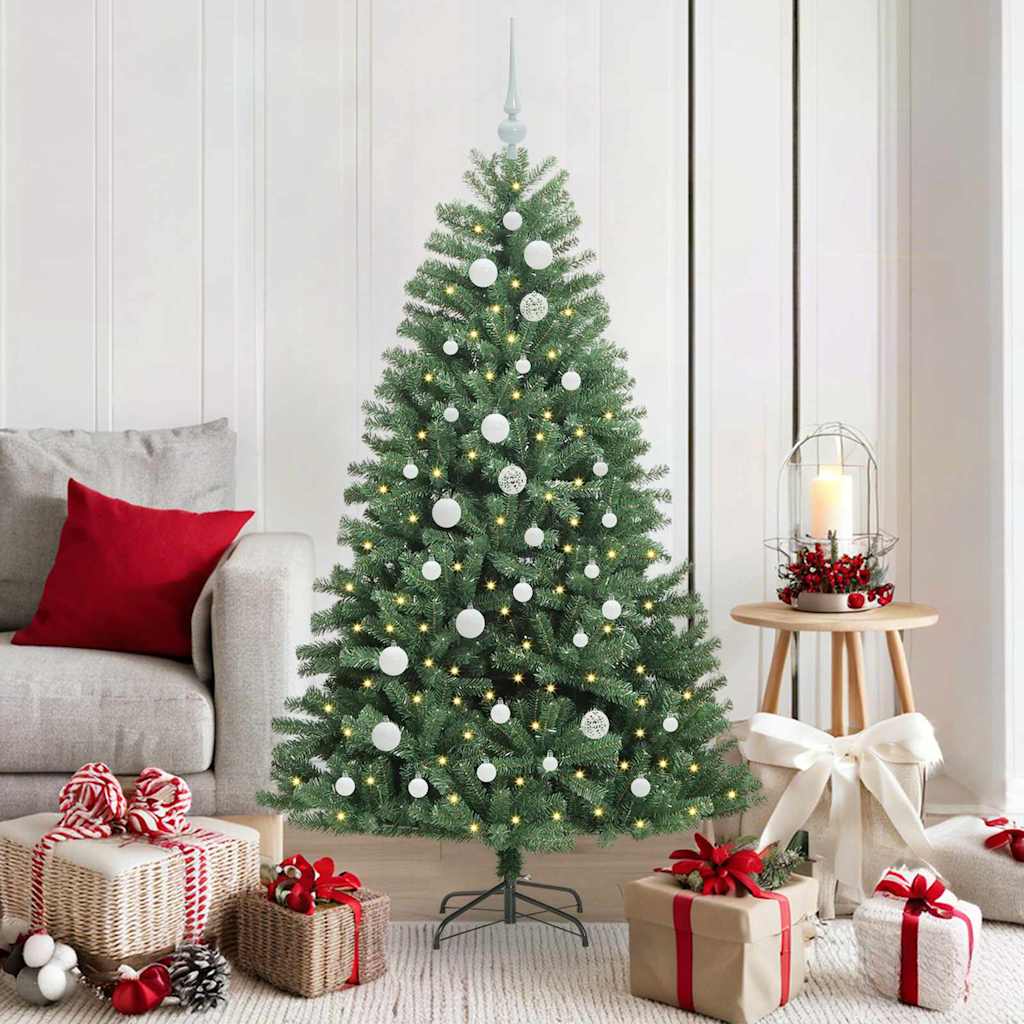 FELWIN Artificial Hinged Christmas Tree Green 150 cm PVC and Metal