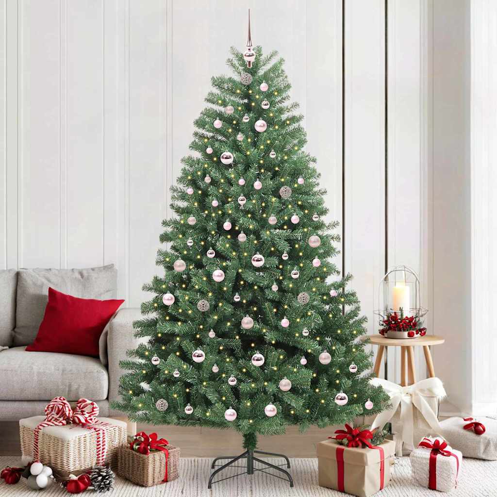 FELWIN Artificial Hinged Christmas Tree Green 210 cm PVC and Metal