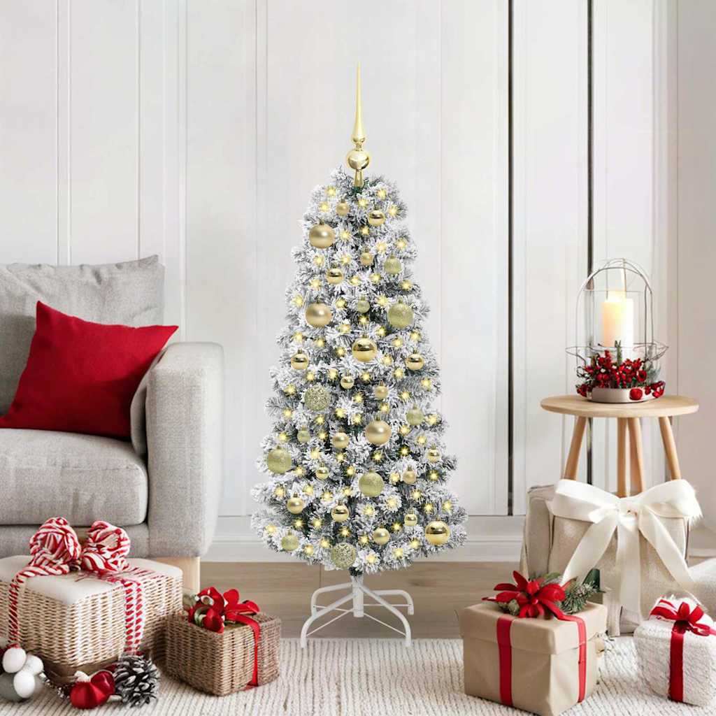 BLINCA Artificial Hinged Christmas Tree Green and white 120 cm