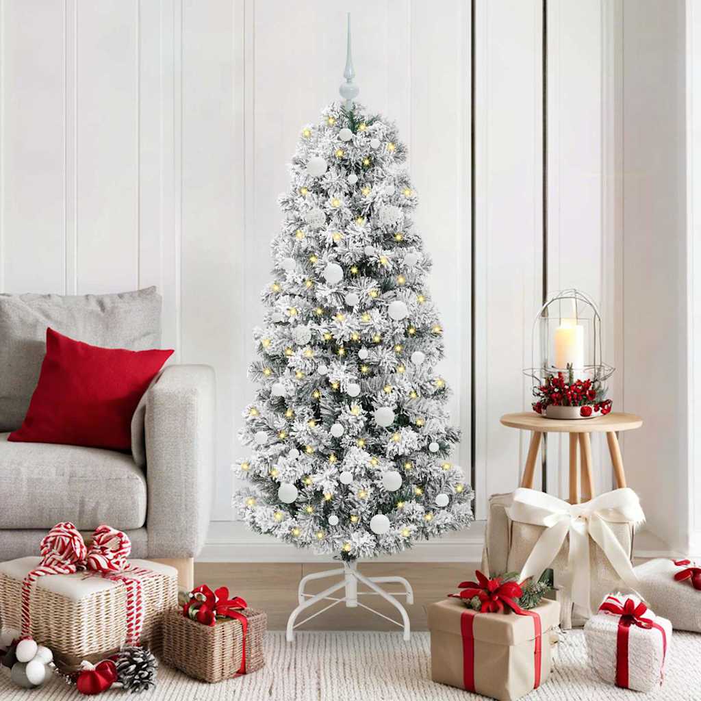 BLINCA Artificial Hinged Christmas Tree Green and white 150 cm