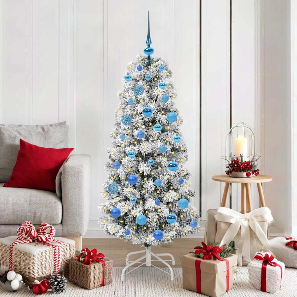 BLINCA Artificial Hinged Christmas Tree Green and white 150 cm