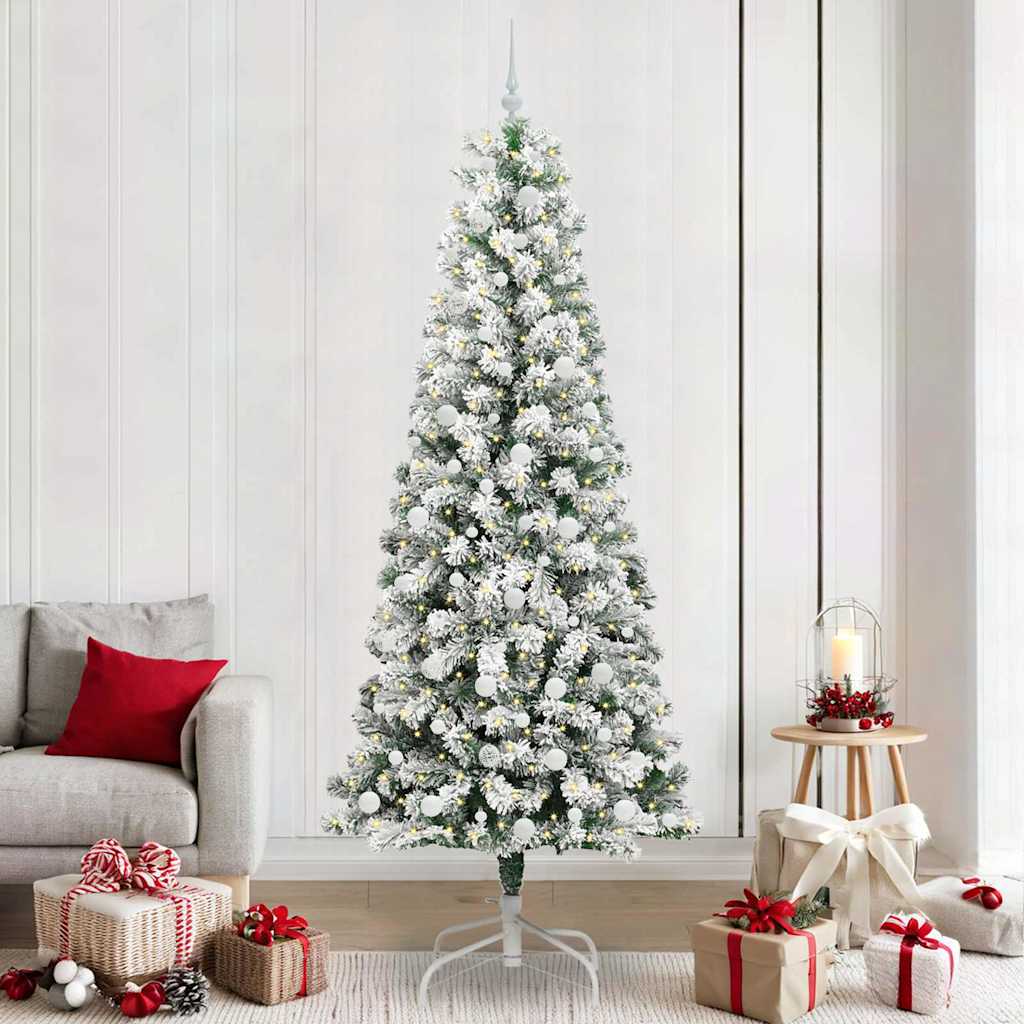 BRILAN Artificial Hinged Christmas Tree Green and white 240 cm