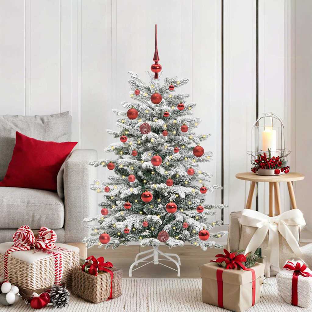 BRILAN Artificial Hinged Christmas Tree White 120 cm PE and PVC