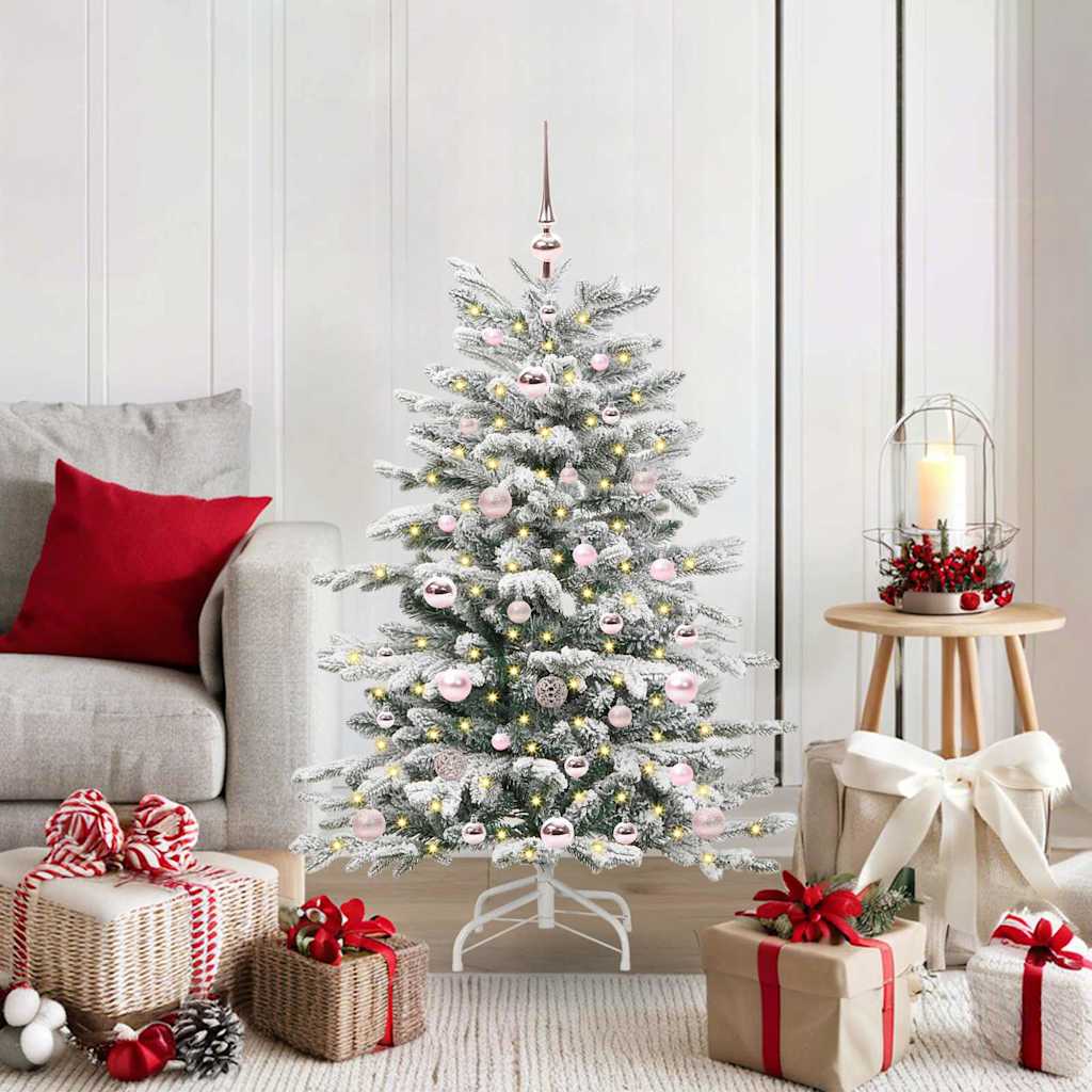 BRILAN Artificial Hinged Christmas Tree White 120 cm PE and PVC