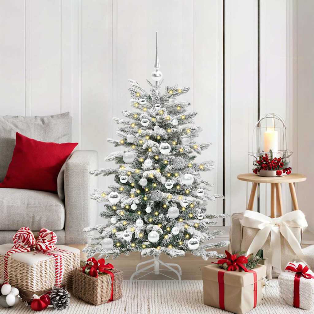 BRILAN Artificial Hinged Christmas Tree White 120 cm PE and PVC