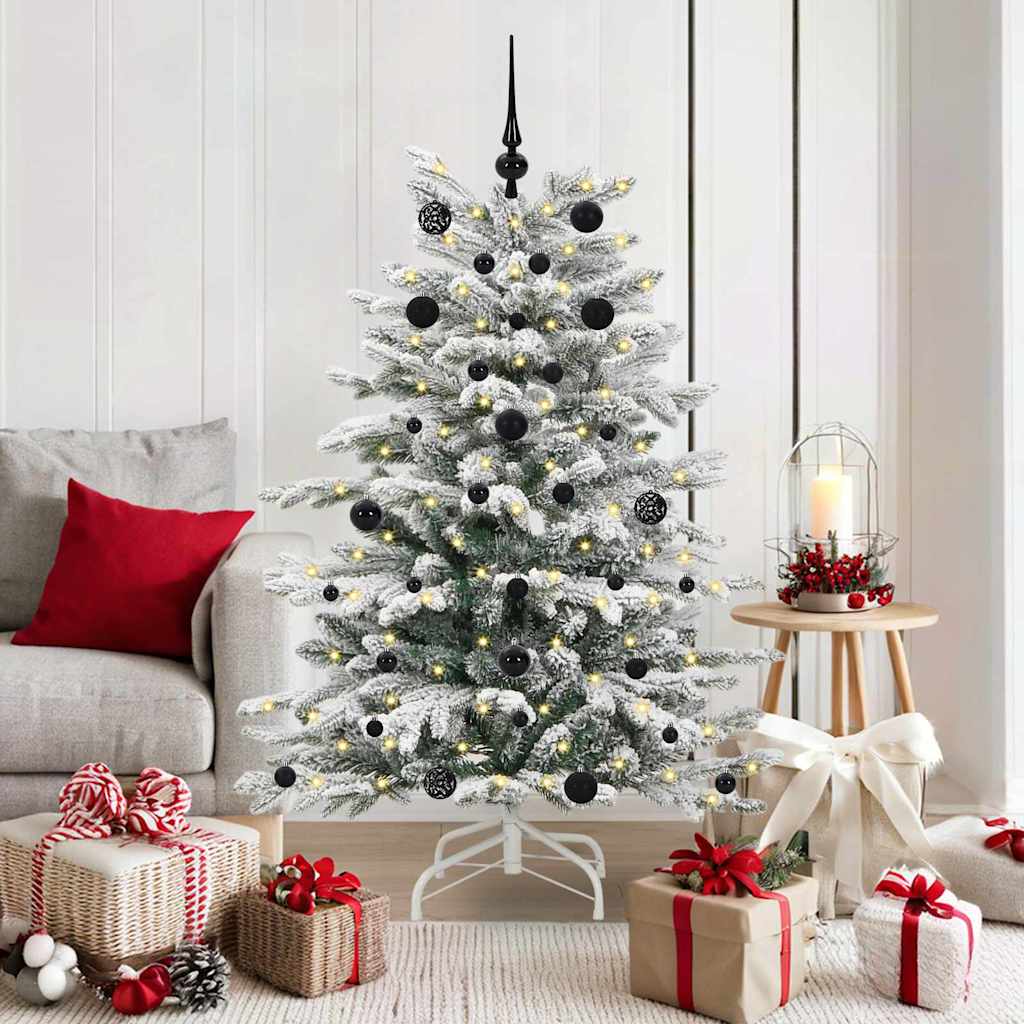 BRILAN Artificial Hinged Christmas Tree White 150 cm PE and PVC