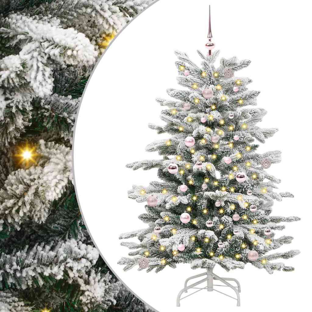BRILAN Artificial Hinged Christmas Tree White 150 cm PE and PVC