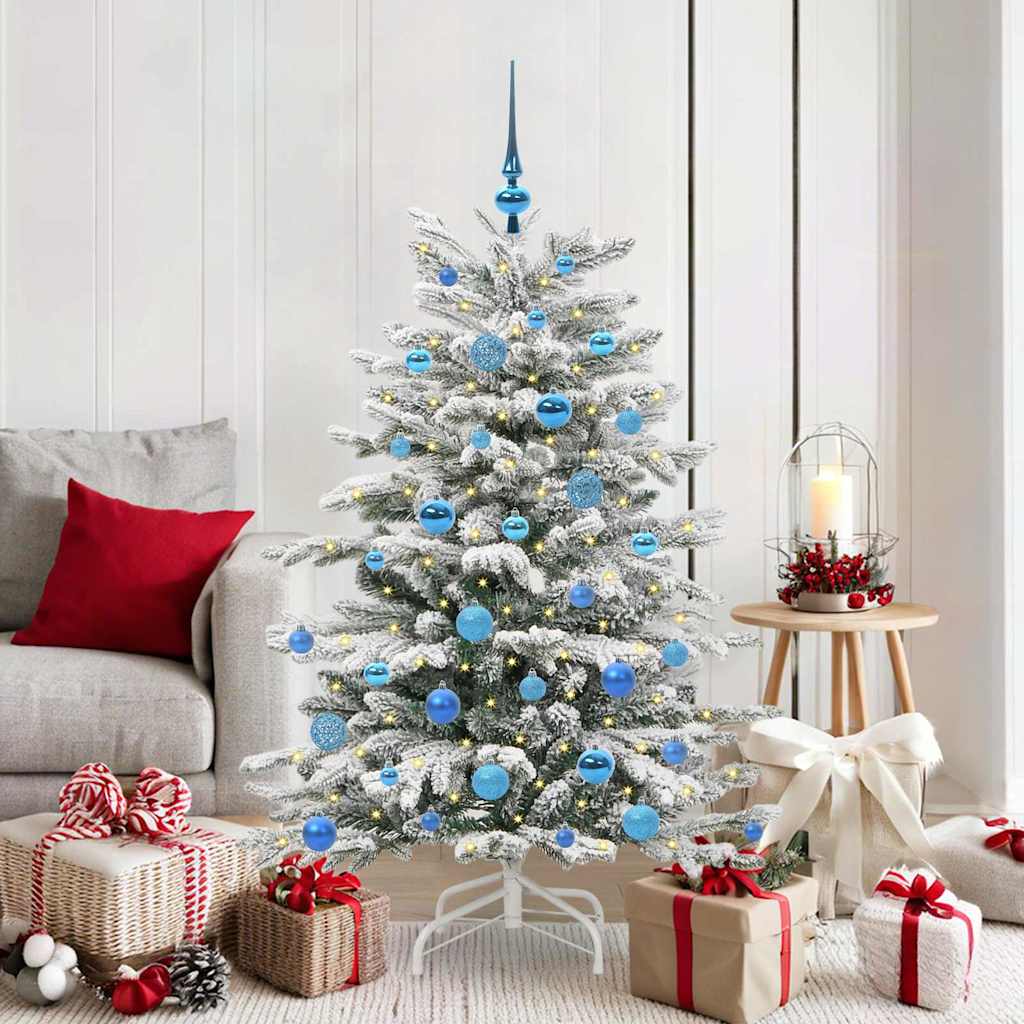 BRILAN Artificial Hinged Christmas Tree White 150 cm PE and PVC