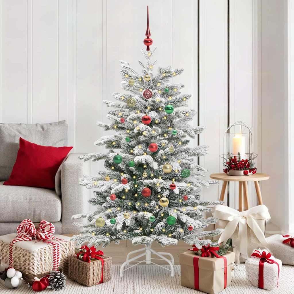 BRILAN Artificial Hinged Christmas Tree White 150 cm PE and PVC