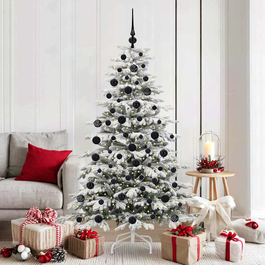 BRILAN Artificial Hinged Christmas Tree White 180 cm PE and PVC