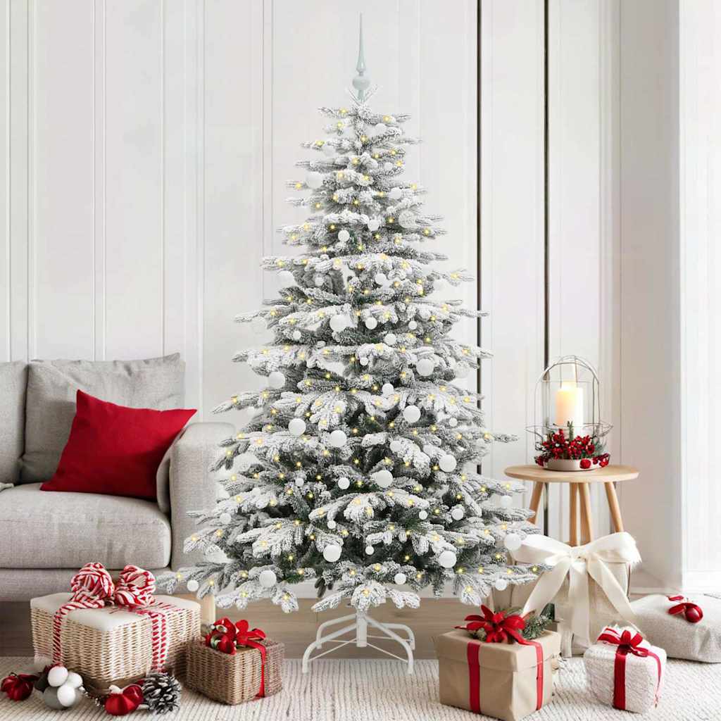 BRILAN Artificial Hinged Christmas Tree White 180 cm PE and PVC