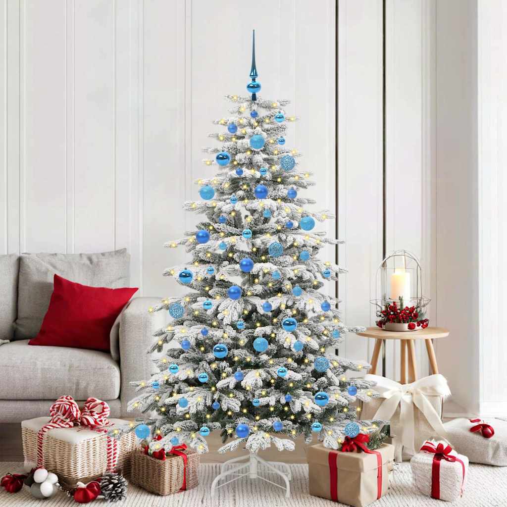 BRILAN Artificial Hinged Christmas Tree White 180 cm PE and PVC