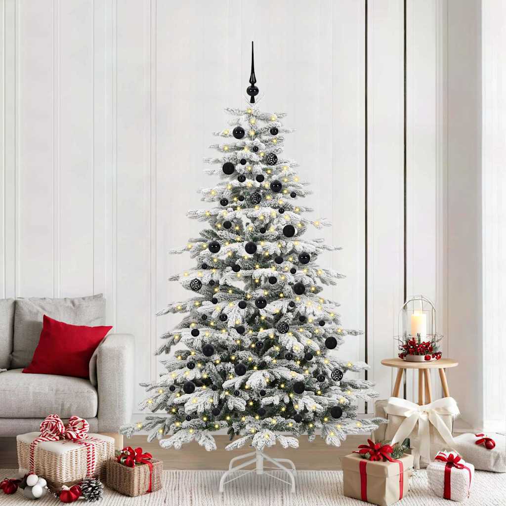 BRILAN Artificial Hinged Christmas Tree White 210 cm PE and PVC