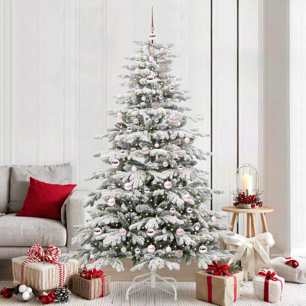 BRILAN Artificial Hinged Christmas Tree White 210 cm PE and PVC