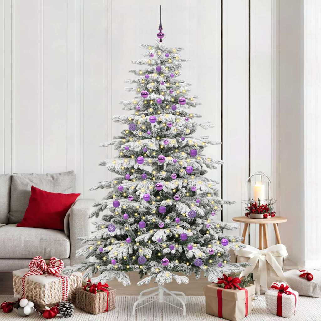 BRILAN Artificial Hinged Christmas Tree White 210 cm PE and PVC