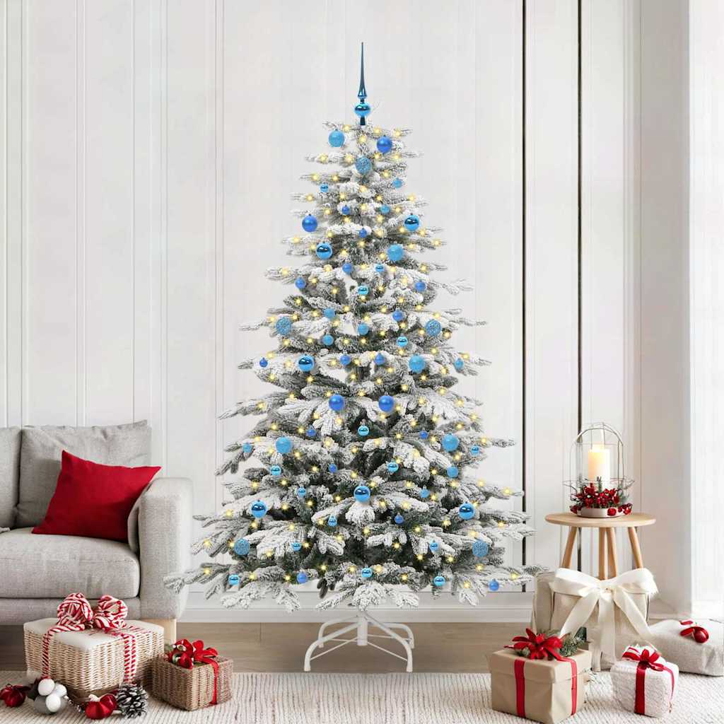 BRILAN Artificial Hinged Christmas Tree White 210 cm PE and PVC