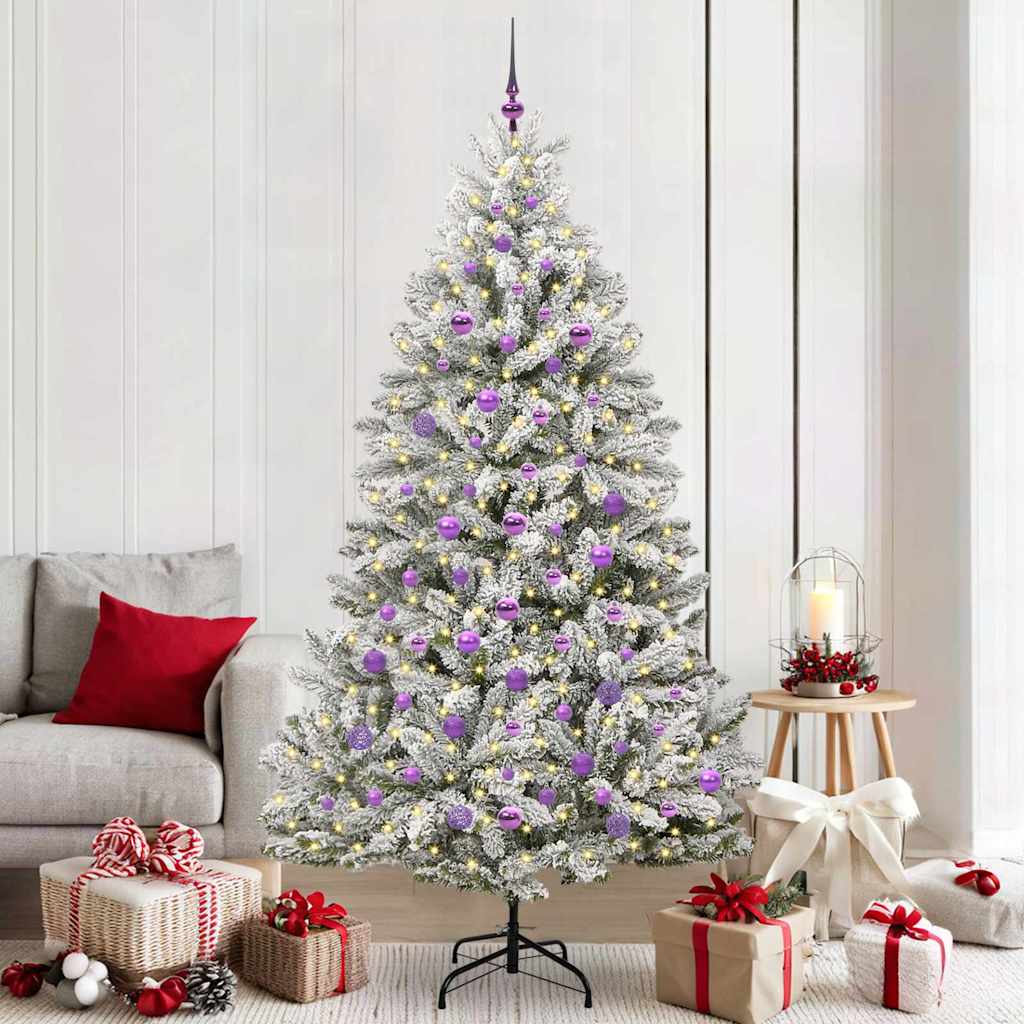BRILCA Artificial Christmas Tree Green and White 210 cm PVC and Metal