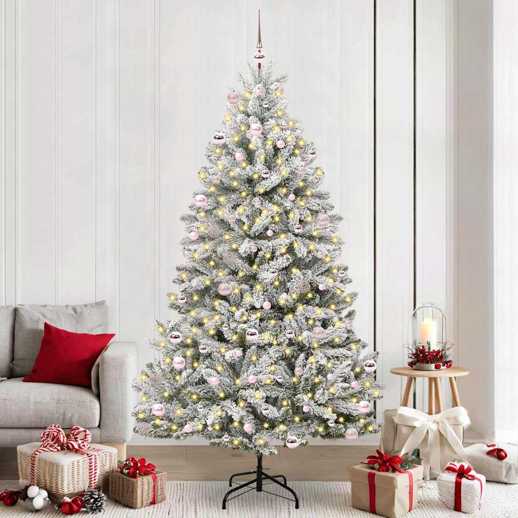 BRILCA Artificial Christmas Tree Green and White 240 cm PVC and Metal