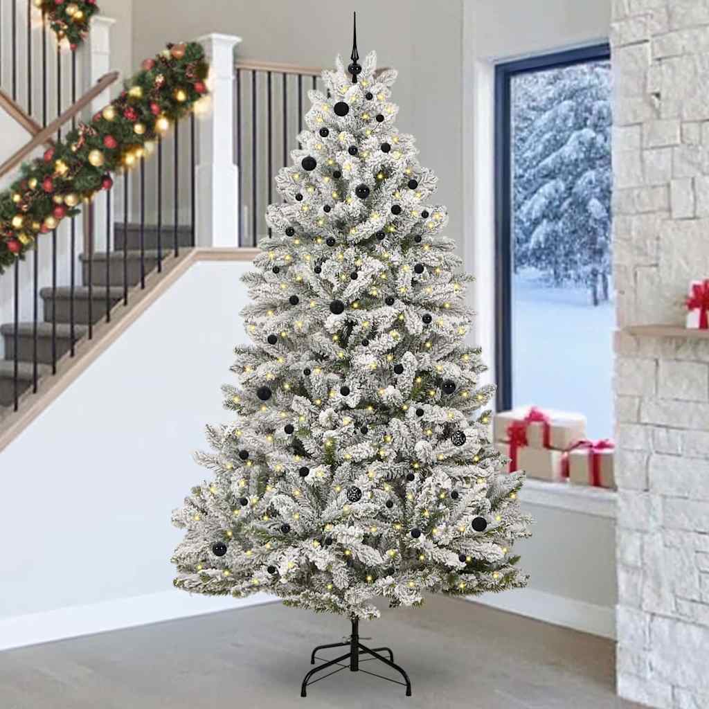 BRILCA Artificial Christmas Tree Green and White 270 cm PVC and Metal